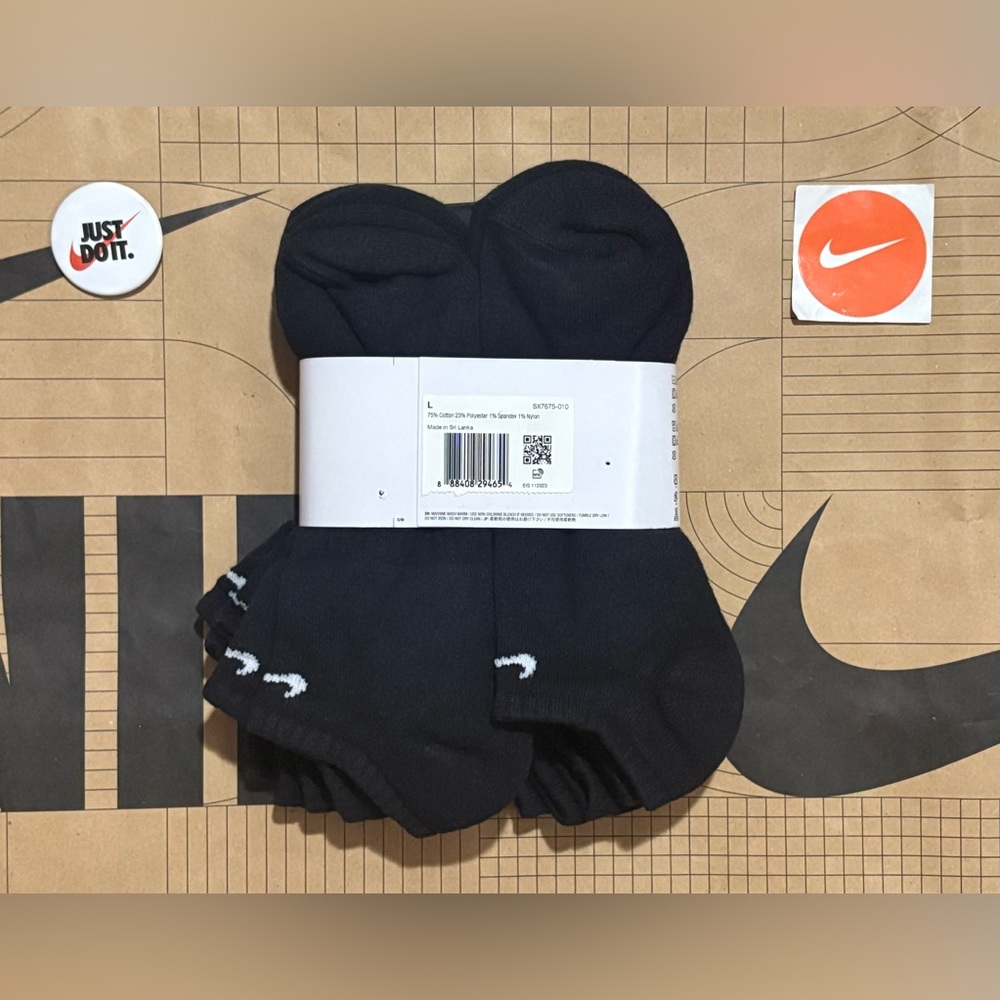 12 pairs Nike everyday Cotton Cushioned No Show Socks drifit Black SX7675-010 - Picture 6 of 16